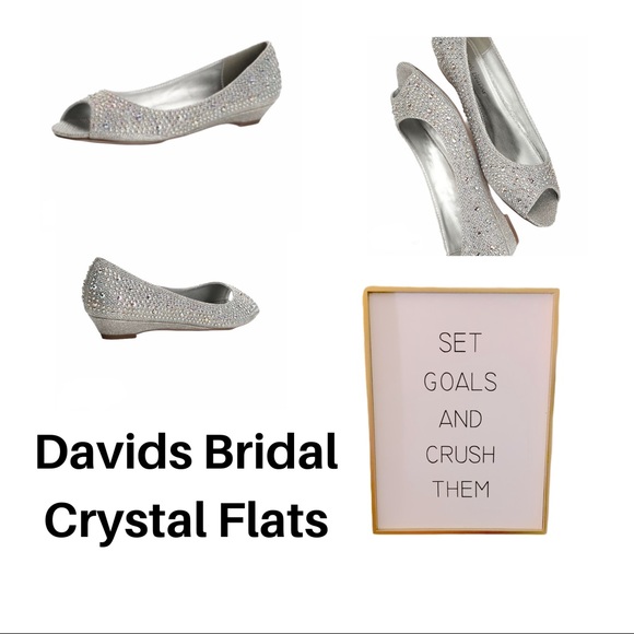 David's Bridal Shoes - David’s Bridal Low Wedge Peep Toe W/Crystals❤️